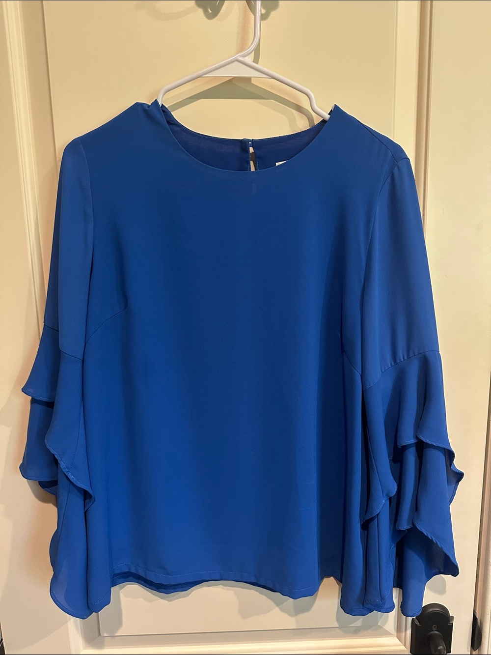 Jade Royal Blue Ruffle Sleeve Blouse